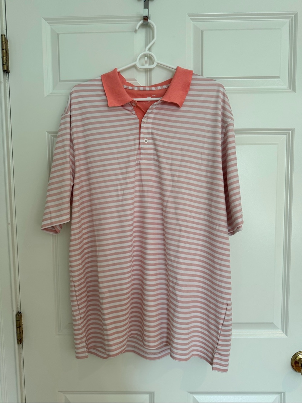 Men's Pink Striped Polo Shirt - Casual Short Sleeve